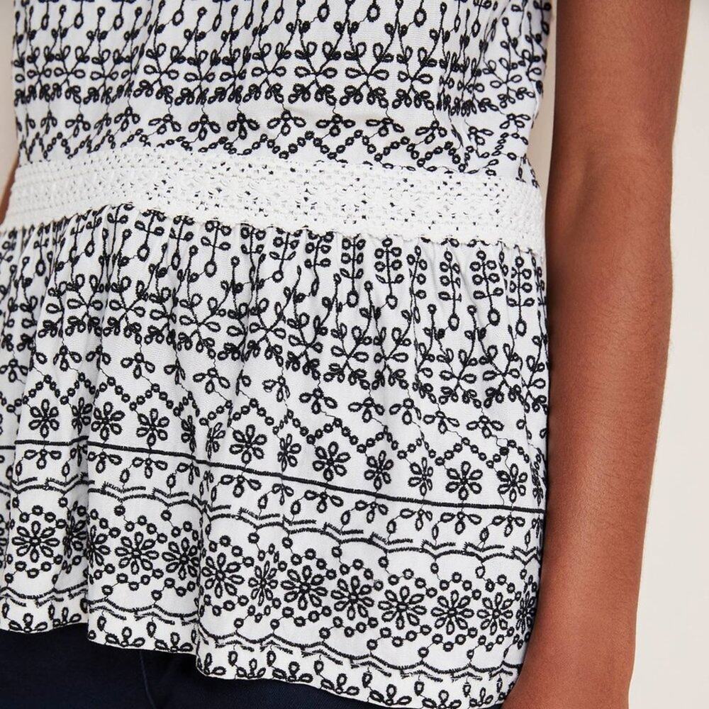 Anthropologie Ivory Cammie Embroidered Peplum Top - Picture 14 of 16